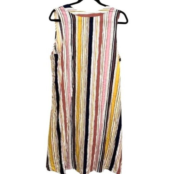 J For Justify Womens Striped Sleeveless Button-Front Dress 1X Multicolor - Picture 6 of 7
